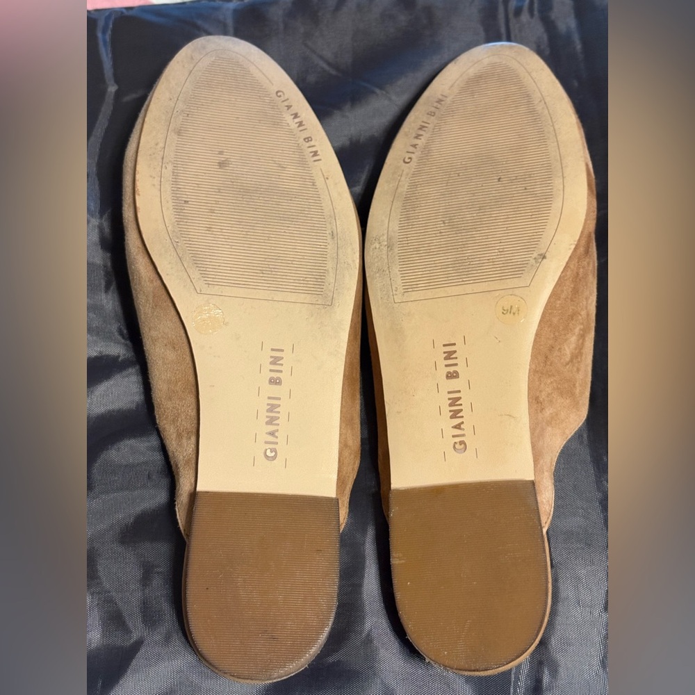 Gianni Bini Suede Tassel Loafer Mules Women’s Size 9M Tan - Picture 3 of 9